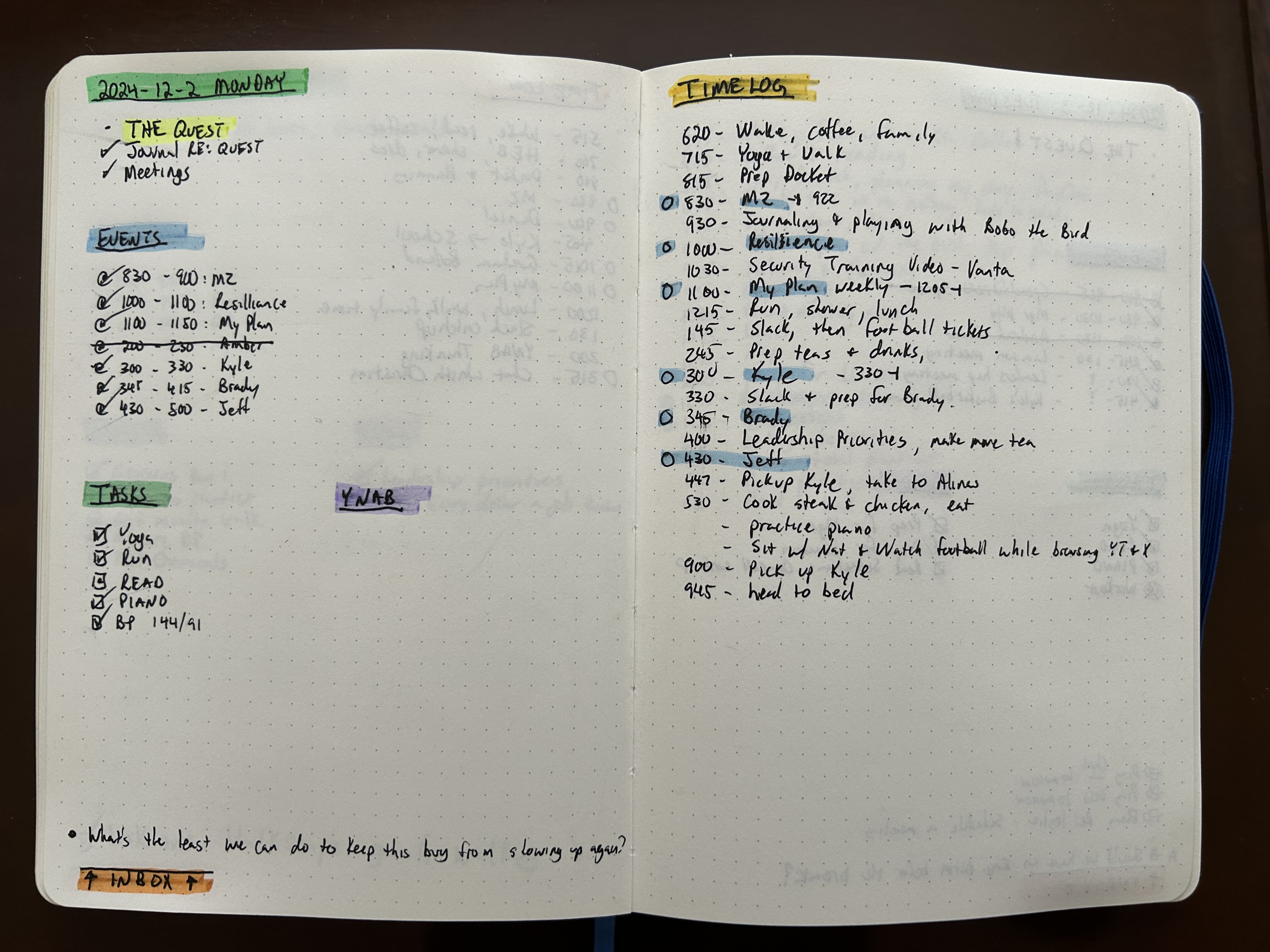 Docket in notebook, 2024